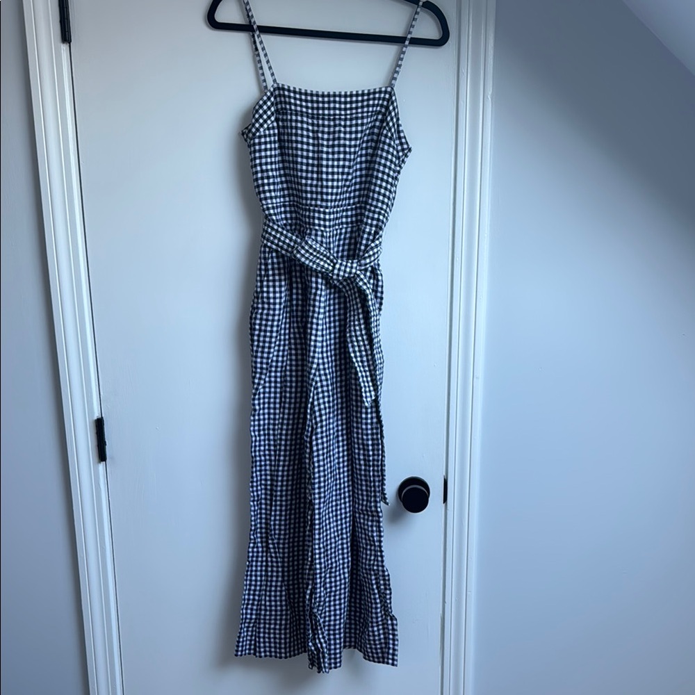 J.Crew Navy Gingham Jumpsuit